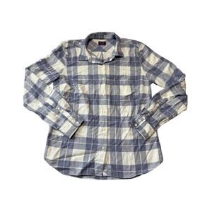 UnTUCKIT Women's Flannel Shirt; size 8; Blue & White SOFT cotton blend